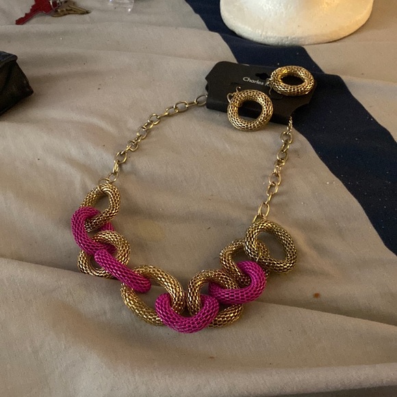 Purple and gold circle necklace cutsey - Picture 1 of 8